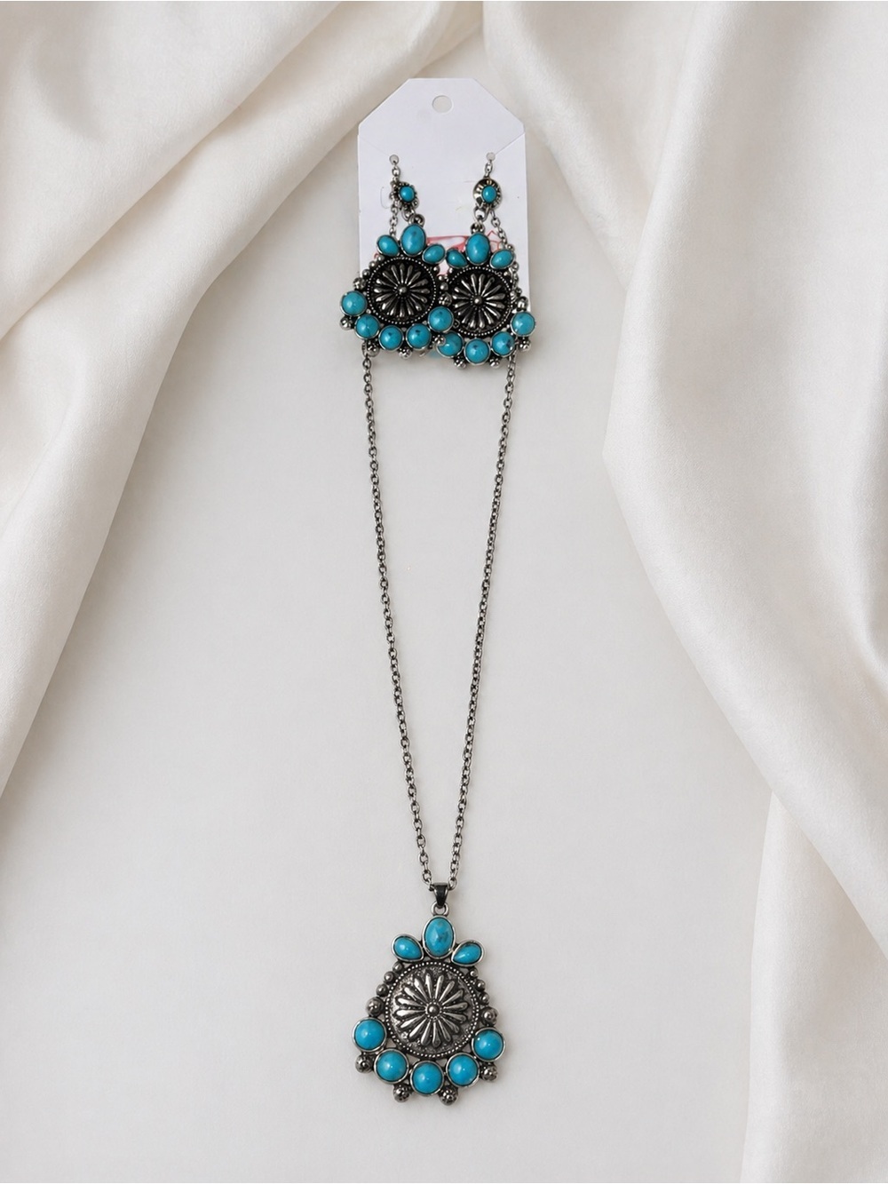 Western Turquoise Statement JewelryNecklace Earrings Boho Cowgirl  NWT